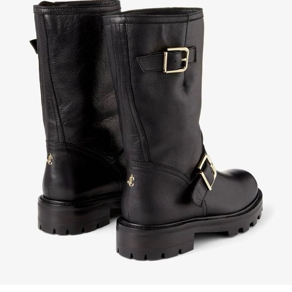 JIMMY CHOO Black Leather Biker Boots - Picture 2 of 9
